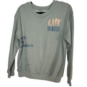 The Beatles With The Beatles Album Graphic Crewneck Sweater Sage Green Medium